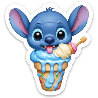 Stitch eating ice cream  sticker