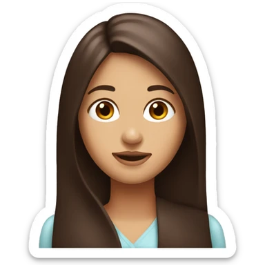 pretty lady with long straight chocolate brown hair sticker