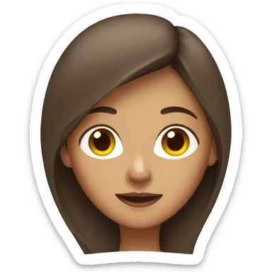 Woman with brown hair and middle part sticker