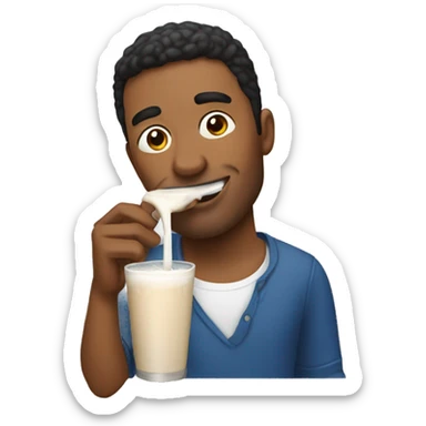 man rinking horchata sticker
