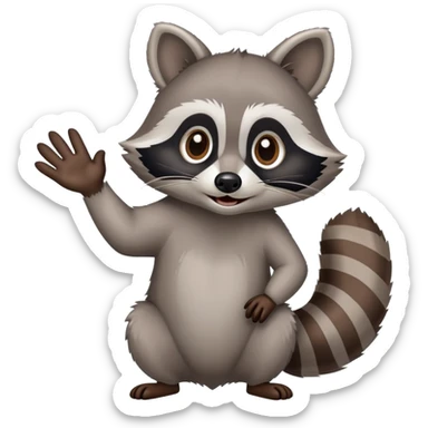 raccoon waving enthusiastically sticker