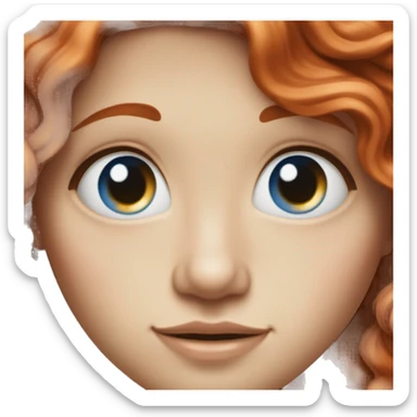 long wavy red hair, blue eyes, white skin, nose ring sticker