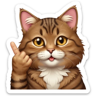 brown tabby cat with middle finger sticker