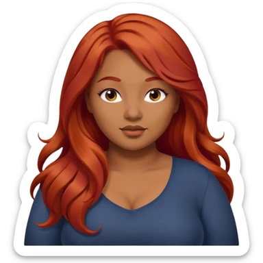 Plus size red hair brown face small eyes long hair sticker