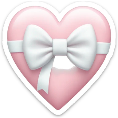 Pastel pink heart with white bow sticker