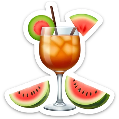 melón carajillo cocktail with coffee, liquor, and fresh melon sticker