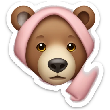 cozy bear in a light pink blanket sticker