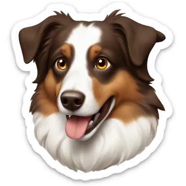 Brown and white Australian Shepherd with a bone in his mouth sticker