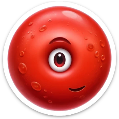 A realistic red blood cell floating in space, fully red with no white color, glossy surface, detailed texture, cinematic lighting, dark background, slow smooth motion, high-resolution, dramatic shadows, no white blood cells, focus on a single red blood cell, hyper-realistic 3D render. sticker