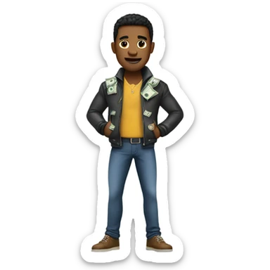 Guy with a money jacket who is jacked. sticker