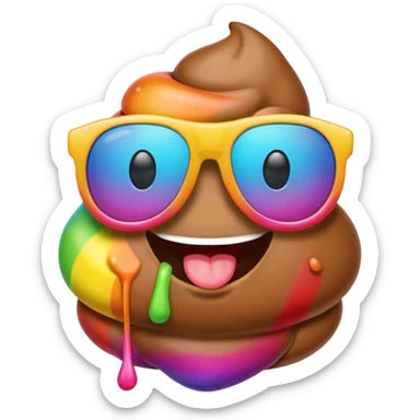 rainbow poop emoji with sunglasses sticker