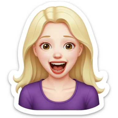 a girl choking and laughing herself sticker