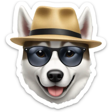Husky Dog With Hat and sunglasses sticker