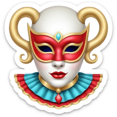 circus masked performer portrait, head and shoulders only, elegant carnival mask, dramatic costume collar, mysterious expression, 3D cartoon, mobile game icon style, clean background, no text, no watermark sticker