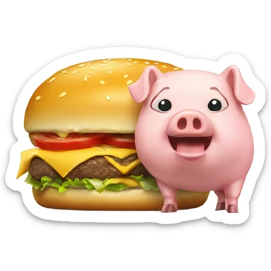 Cheeseburger eating pig  sticker