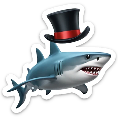 Shark with a top hat sticker