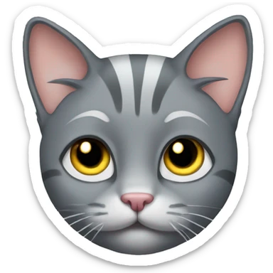 Gray cat eith bow sticker