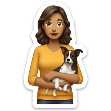 Brunette petting dog sticker