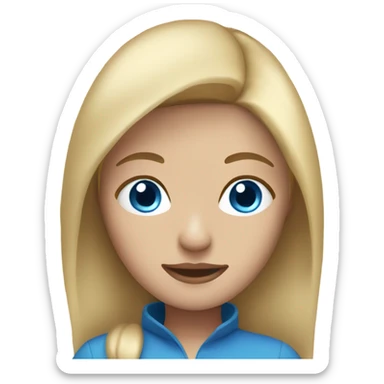 A woman with straight blonde hair and blue eyes sticker