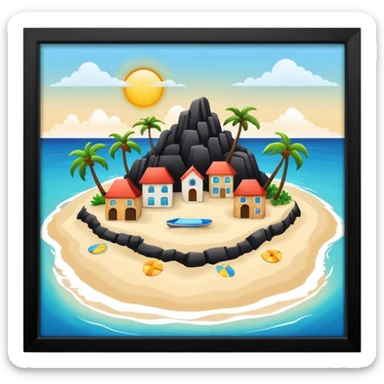 island  with a beach and infrastructure  sticker