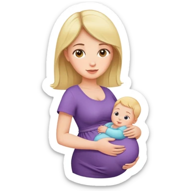 woman with tiny baby bump, early pregnancy sticker