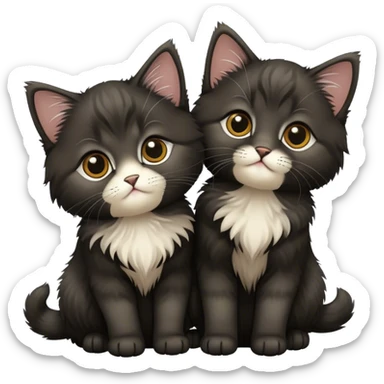 Two cute fluffy black Siberian kittens sticker