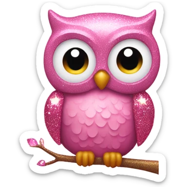 Pink owl with glitter sticker
