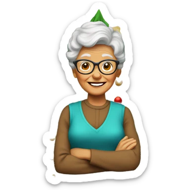 grandma christmas tree sticker