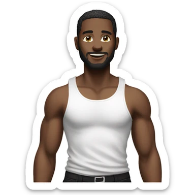 black man wearing a white tank top and black pants sticker