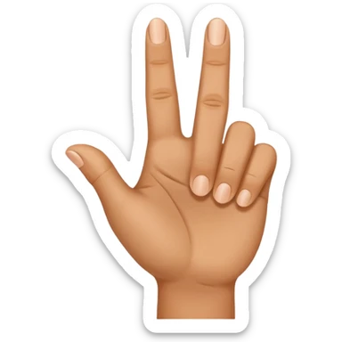 Hand pn which 3rd and ring finger pointing outward and 2nd and 5th and thumb finger pointing upward sticker