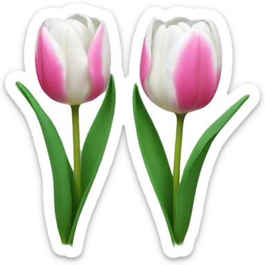 White and pink tulips sticker