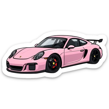 full view of a pink porsche sports car sticker