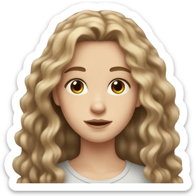 Pale Teen with WAVY LONG BROWN HAIR and brown eyes  sticker