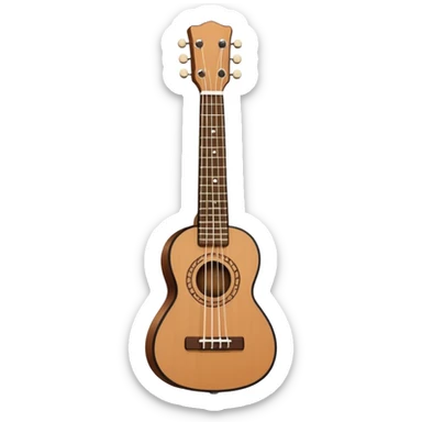 Minimalistic flat vector icon, iOS style, thin black contour on white background. Small ukulele guitar with four strings. Clean, no text, no shadows sticker