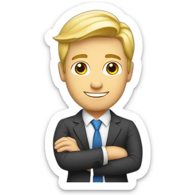 caucasian and blonde businessman crossing his arms proudly sticker