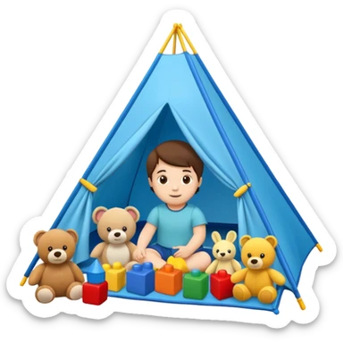 kids tent filled with toys sticker