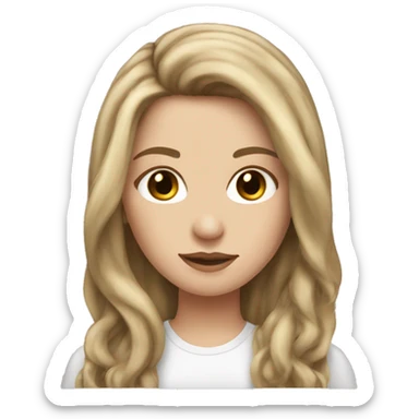 White girl with long voluminous brown hair with blonde highlights sticker