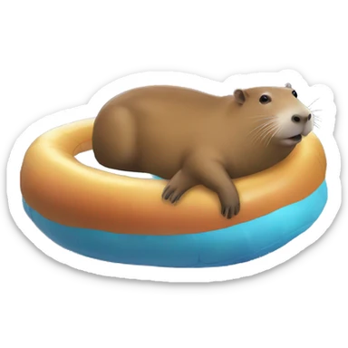 capybara in a floatie in space sticker