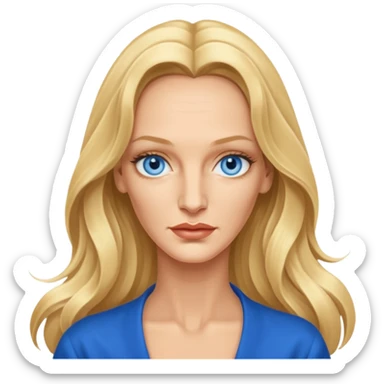 Uma Thurman with blue eyes, long hair sticker