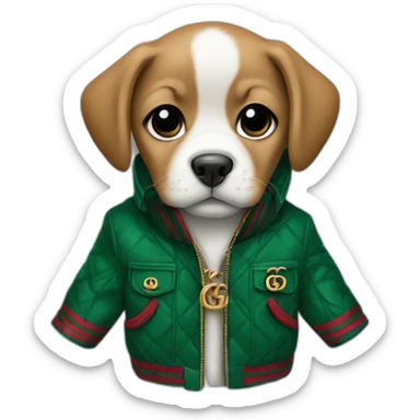puppy in a Gucci jacket sticker