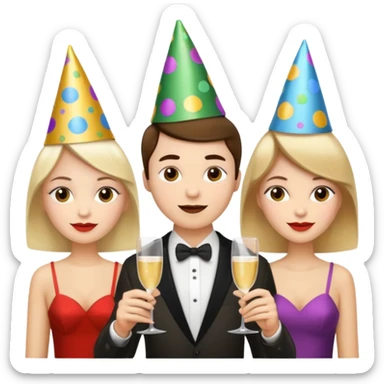 strong team of 3 partying together sticker