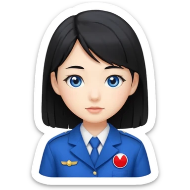 japanese schoolgirl with black hair and blue eyes sticker
