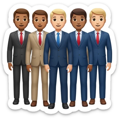 full body group of five men sticker