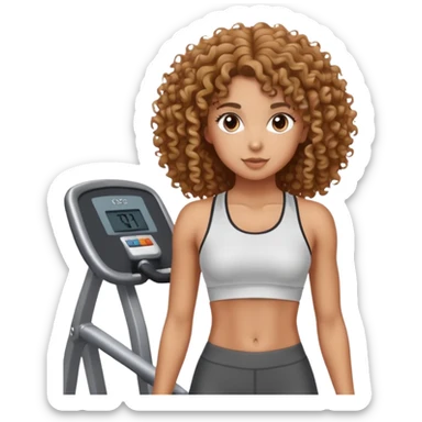 girl with curly hair in the gym sticker