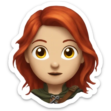 Fantasy female rogue halfling with red hair sticker