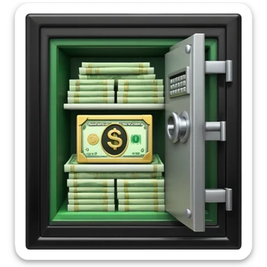 caja fuerte abierta con dinero sticker