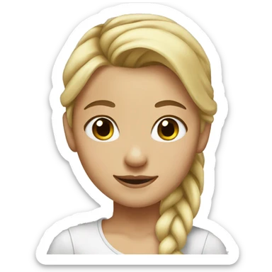 blonde girl with brown eyes and a ponytail sticker