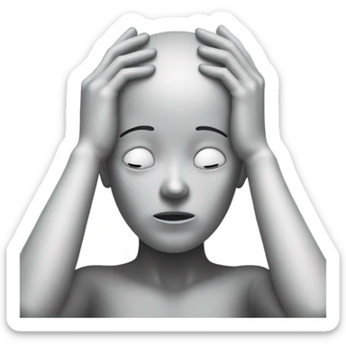 a headache hands on the  top of the head a pain expresion sticker