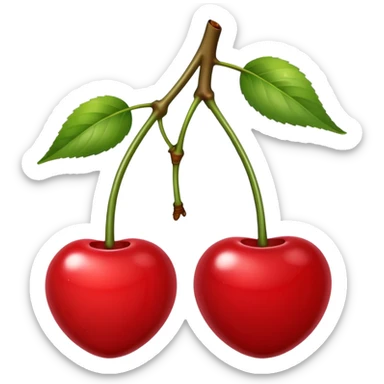 2 kersen met een steeltje sticker