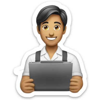 a happy cash register operator sticker